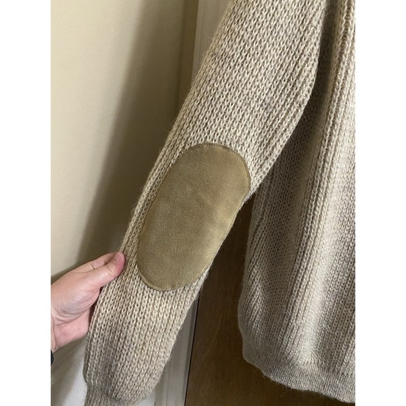 Vintage James Pringle Pure British Wool Sweater Suede Elbow & Shoulder Patch L - Picture 9 of 14